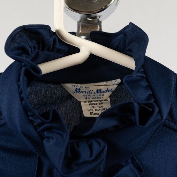 Vintage 70s Mardi Modes Navy blue buttons down shirt size 12/M - Picture 3 of 6